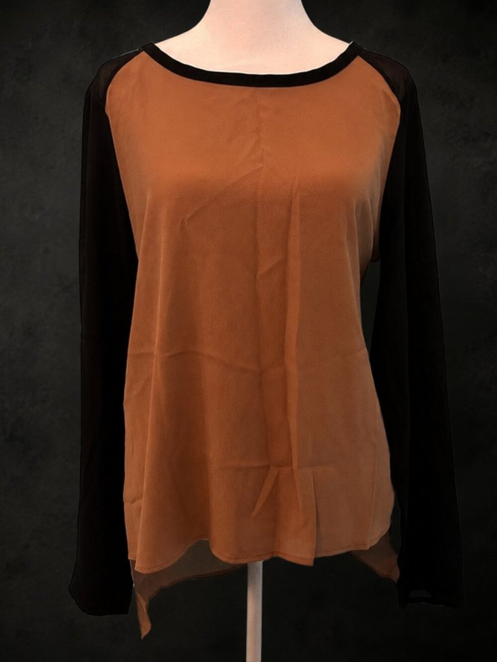 Iner Blouse Small Brown/black long sleeve lightweight